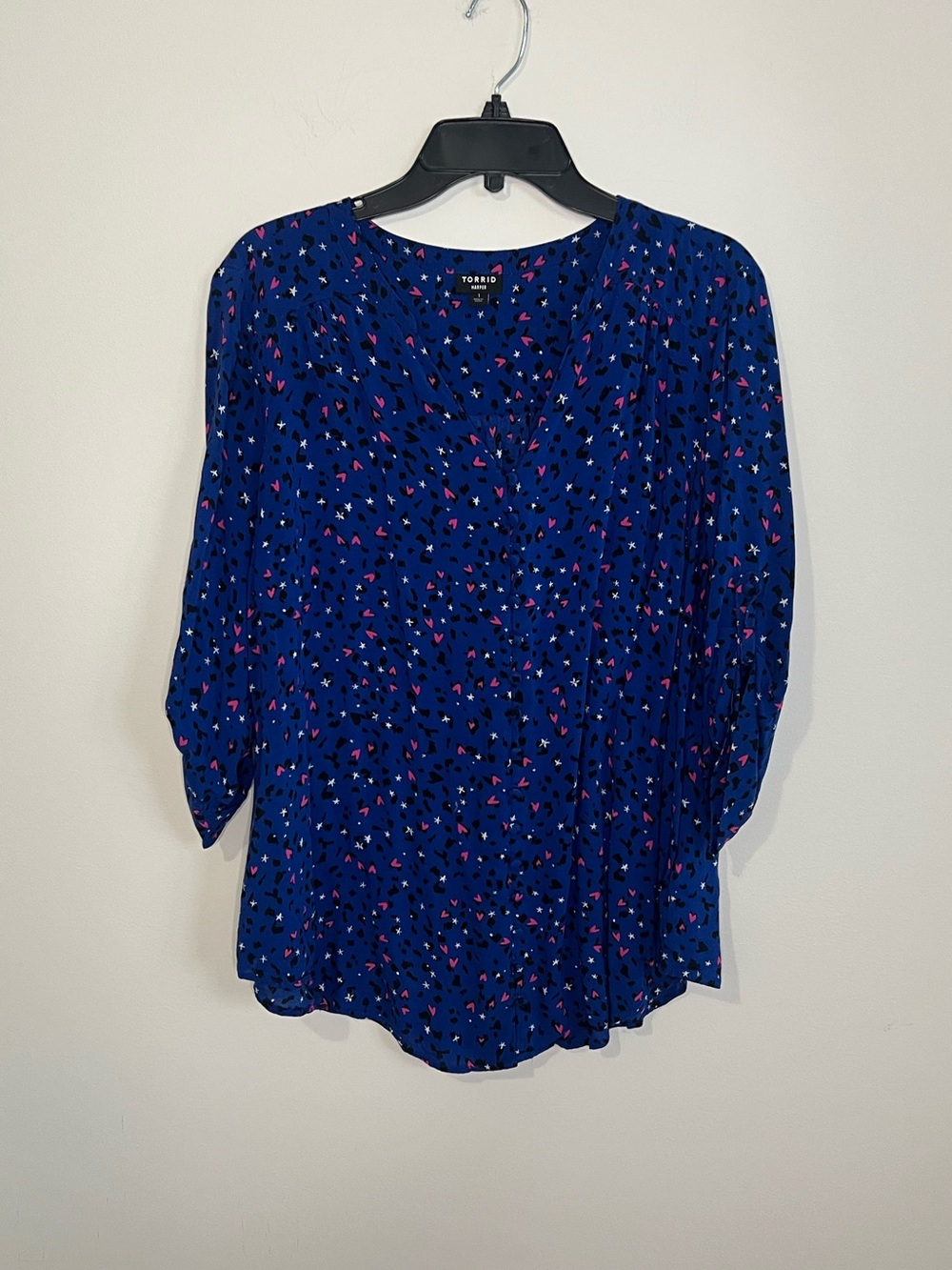 torrid Royal Blue Printed Long Sleeve Blouse